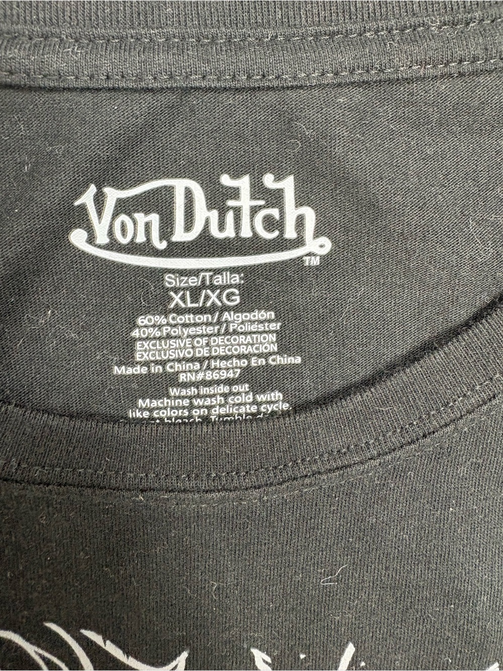 Von Dutch Black Tee with Red Logo and Blue Eye Graphic - Picture 3 of 6